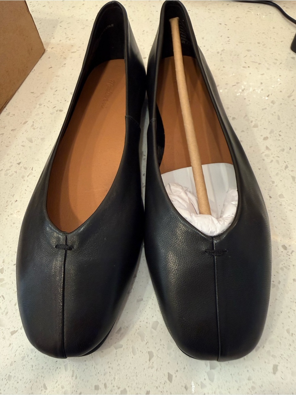 Madewell Black Leather Greta Glove Ballet Flats